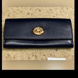 Coach Turnlock Slim Envelope Wallet In Smooth Leather Navy